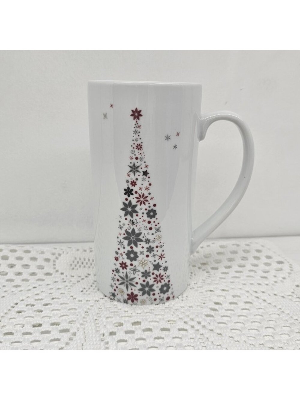 Food Network Linzer 16oz HOLIDAY TREE 6"  Double Sided Tall Latte Mug